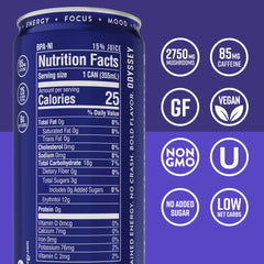 Odyssey Elixir balance label closeup highlights clean, plant-based formula