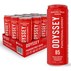 Odyssey Elixir can front label showing clean energy for focus and mood support