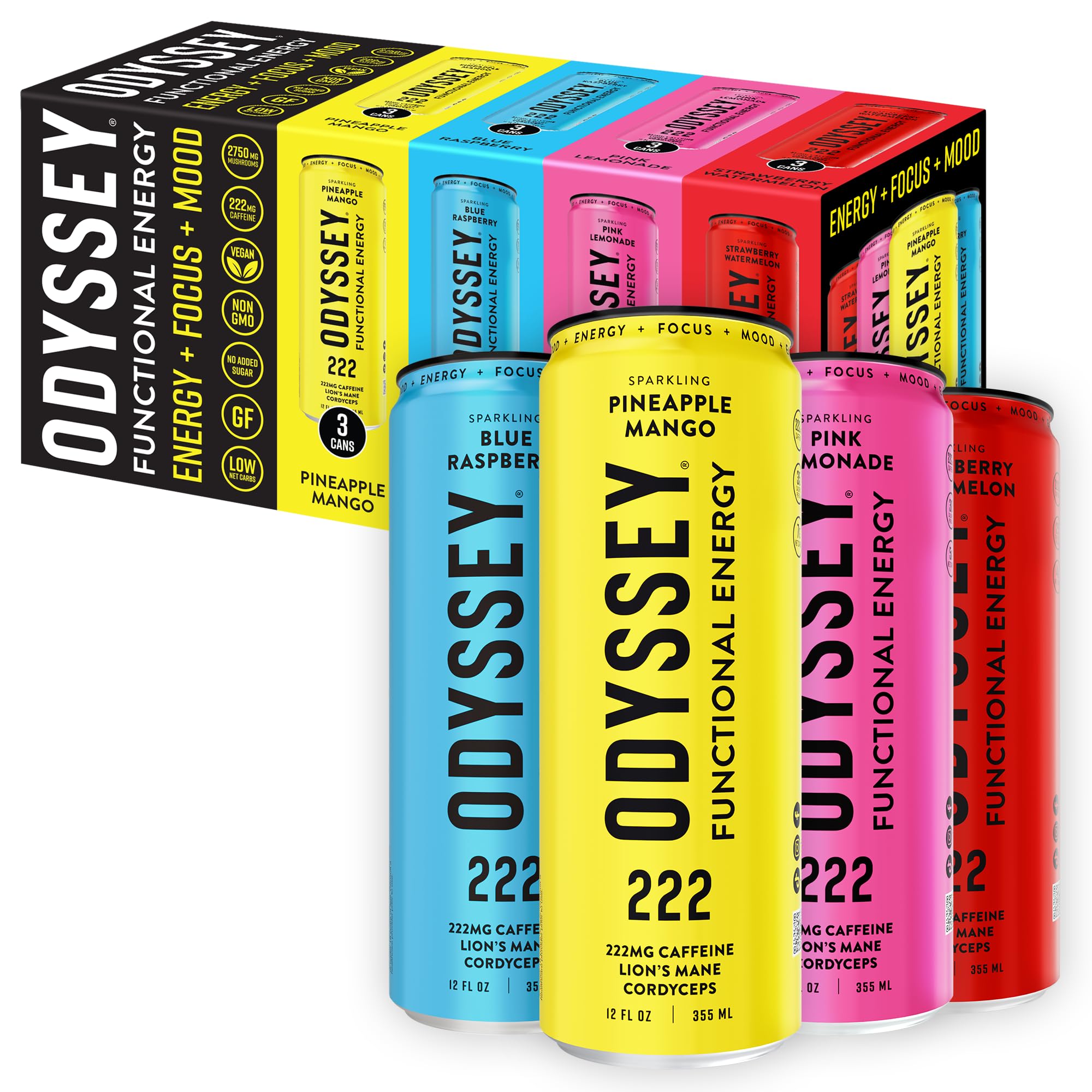 Odyssey Elixir energy drink can front view for quick focus boost