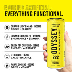 Odyssey Elixir ingredients Lion's Mane and Cordyceps for focus and stamina
