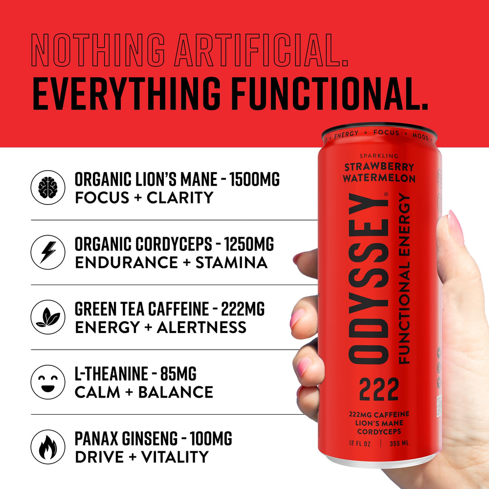 Odyssey Elixir Odyssey 222 bottle on shelf signals vegan, non-GMO formula.