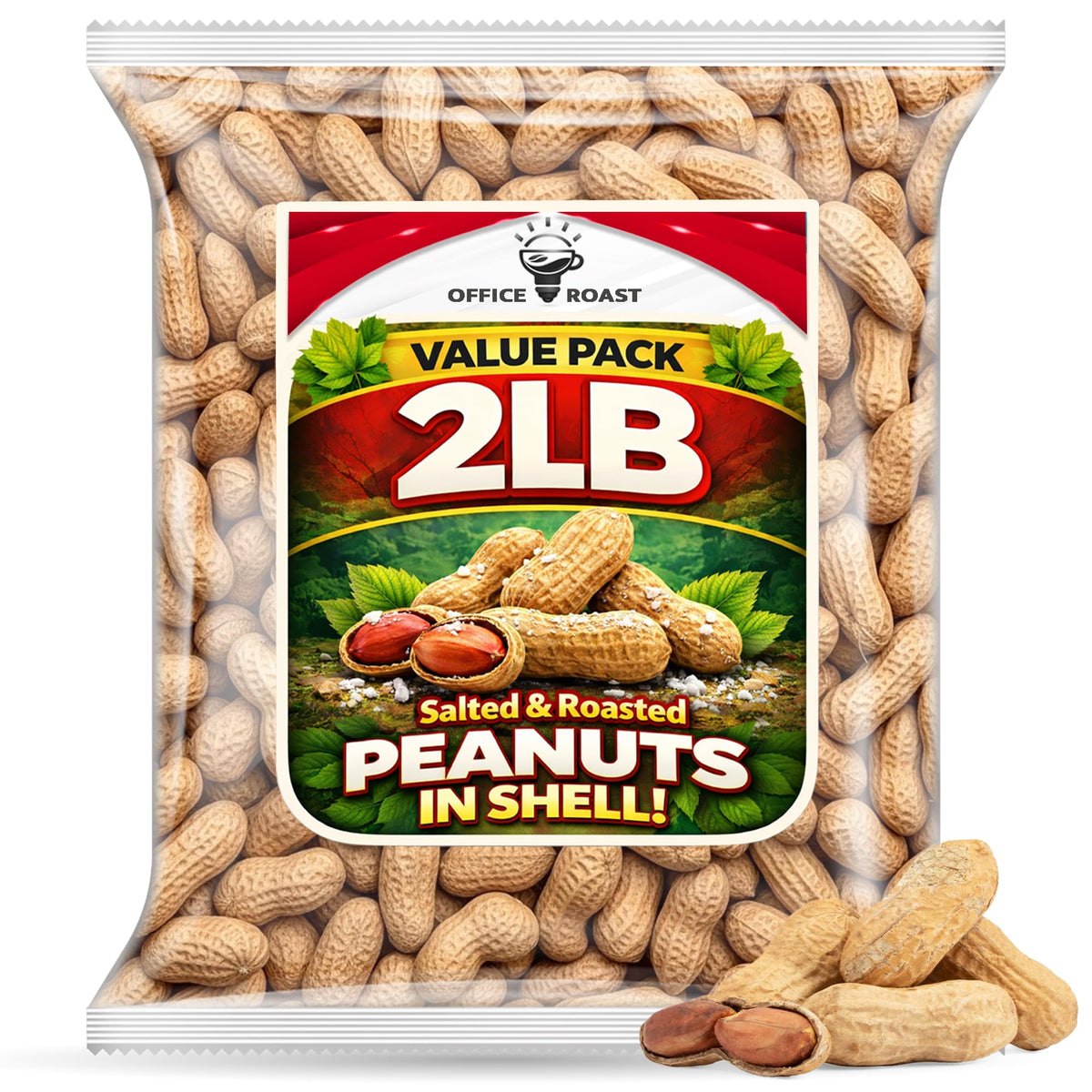 Office Roast Peanuts in Shell 2 lb bulk pack for office sharing and protein-rich snacking.