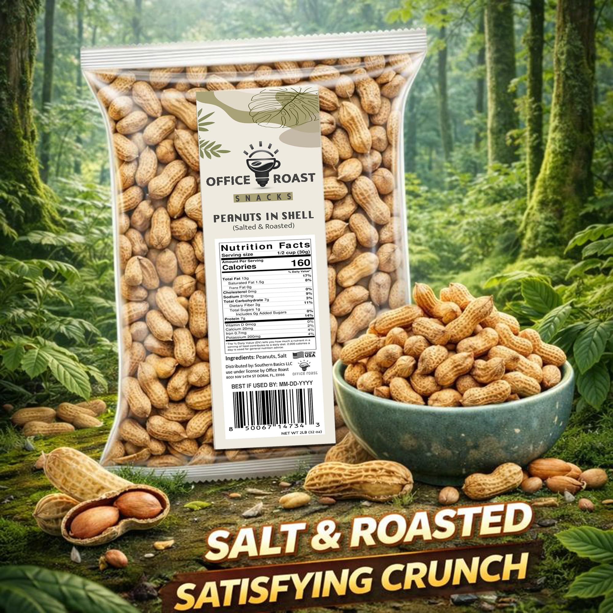 Office Roast Peanuts in Shell hand-snack, quick on-the-go energy.