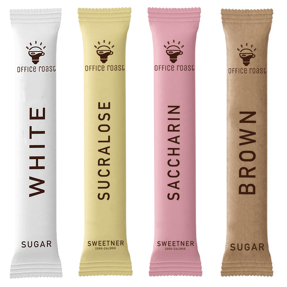 Office Roast variety pack sweeteners for coffee and tea in a single kit.