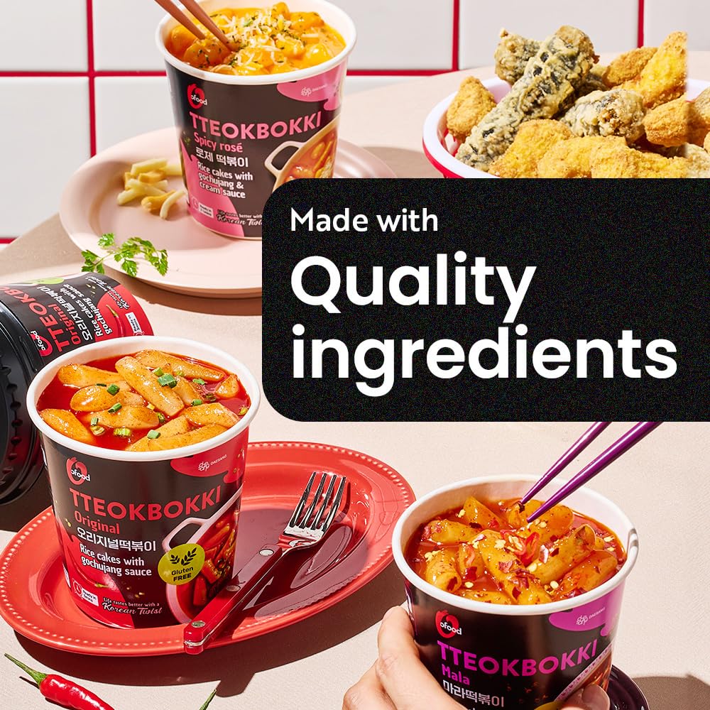 O’Food street-food-inspired cup tteokbokki for convenient, tasty bites.