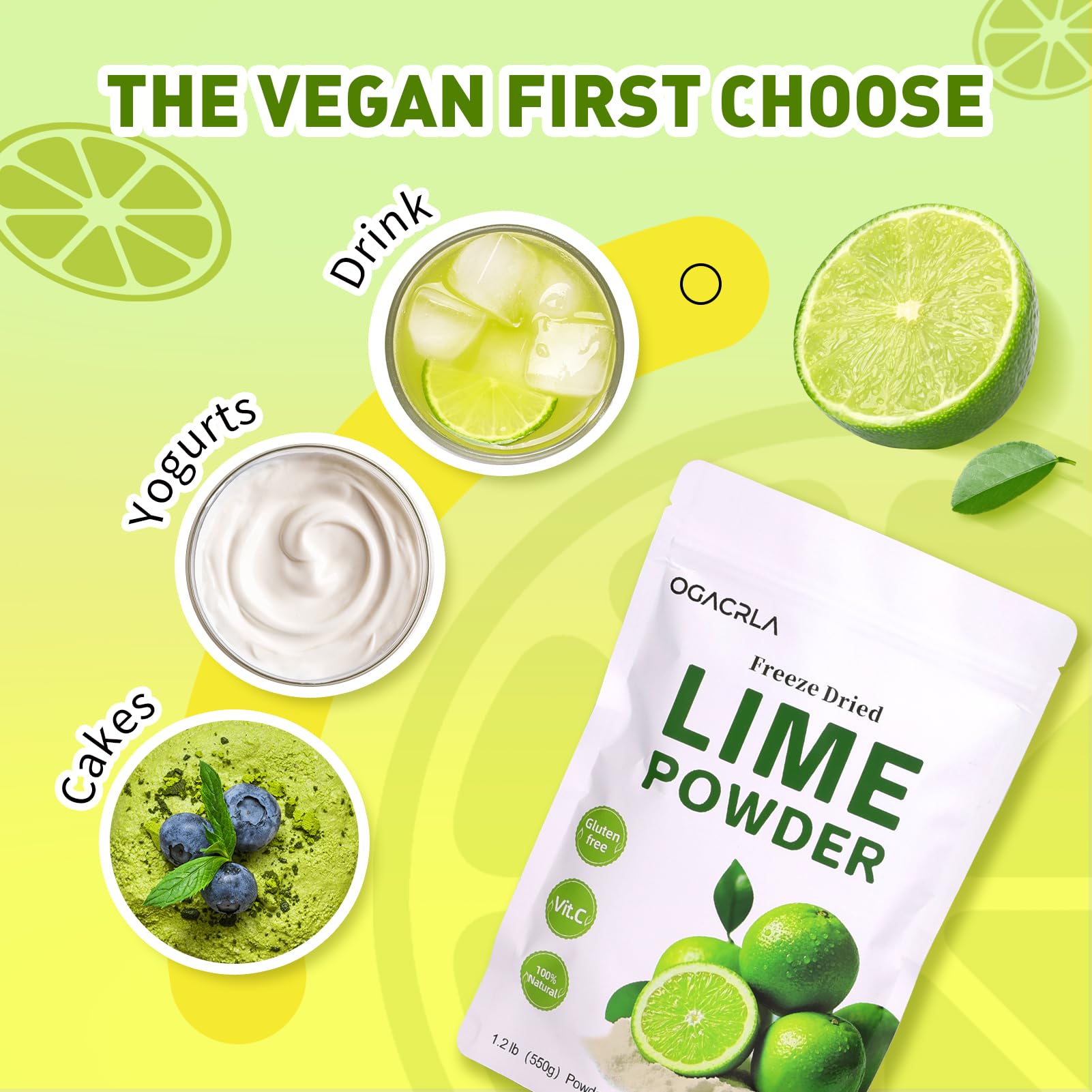 OGACRLA Lime Powder enhances beverages with no sugar or additives