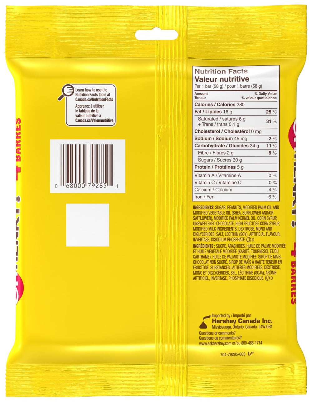 Oh Henry! bars caramel core close-up, creamy center for a satisfying snack.