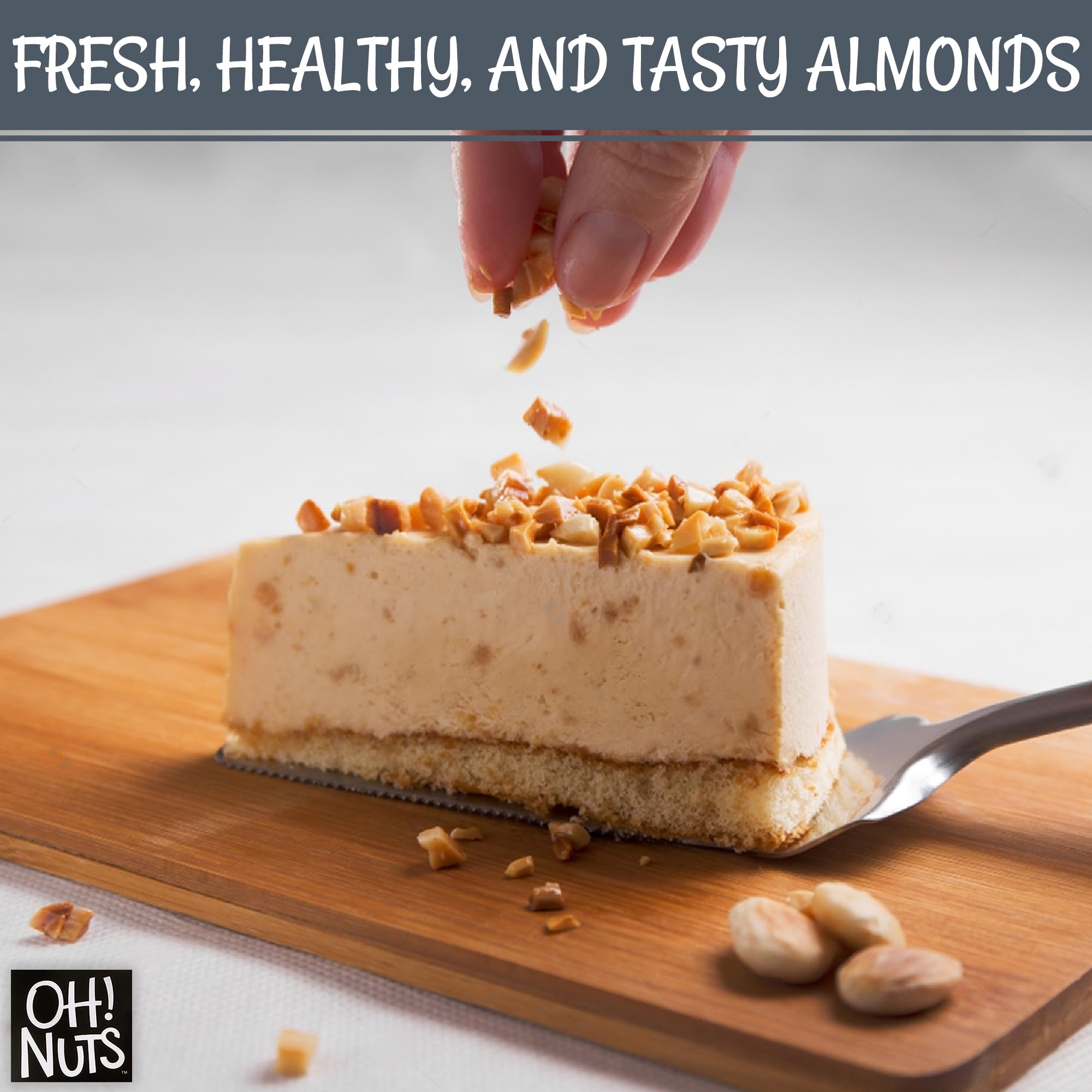 Oh! Nuts almonds as salad topping, versatile for recipes.
