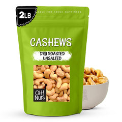 Oh! Nuts roasted unsalted cashews bulk bag shows fresh dry-roasted crunch.