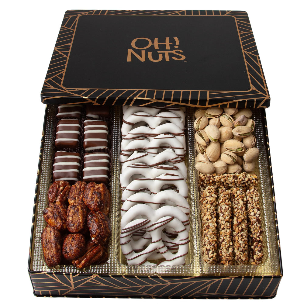 Oh! Nuts holiday corporate gift idea in a sleek tin.