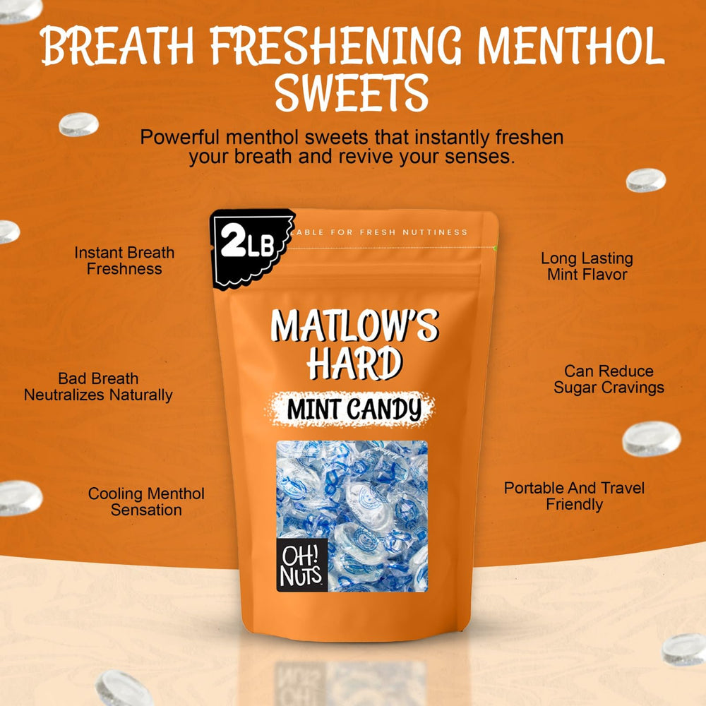 Oh! Nuts Matlow's oval-shaped crystal mints with slow-dissolving texture.