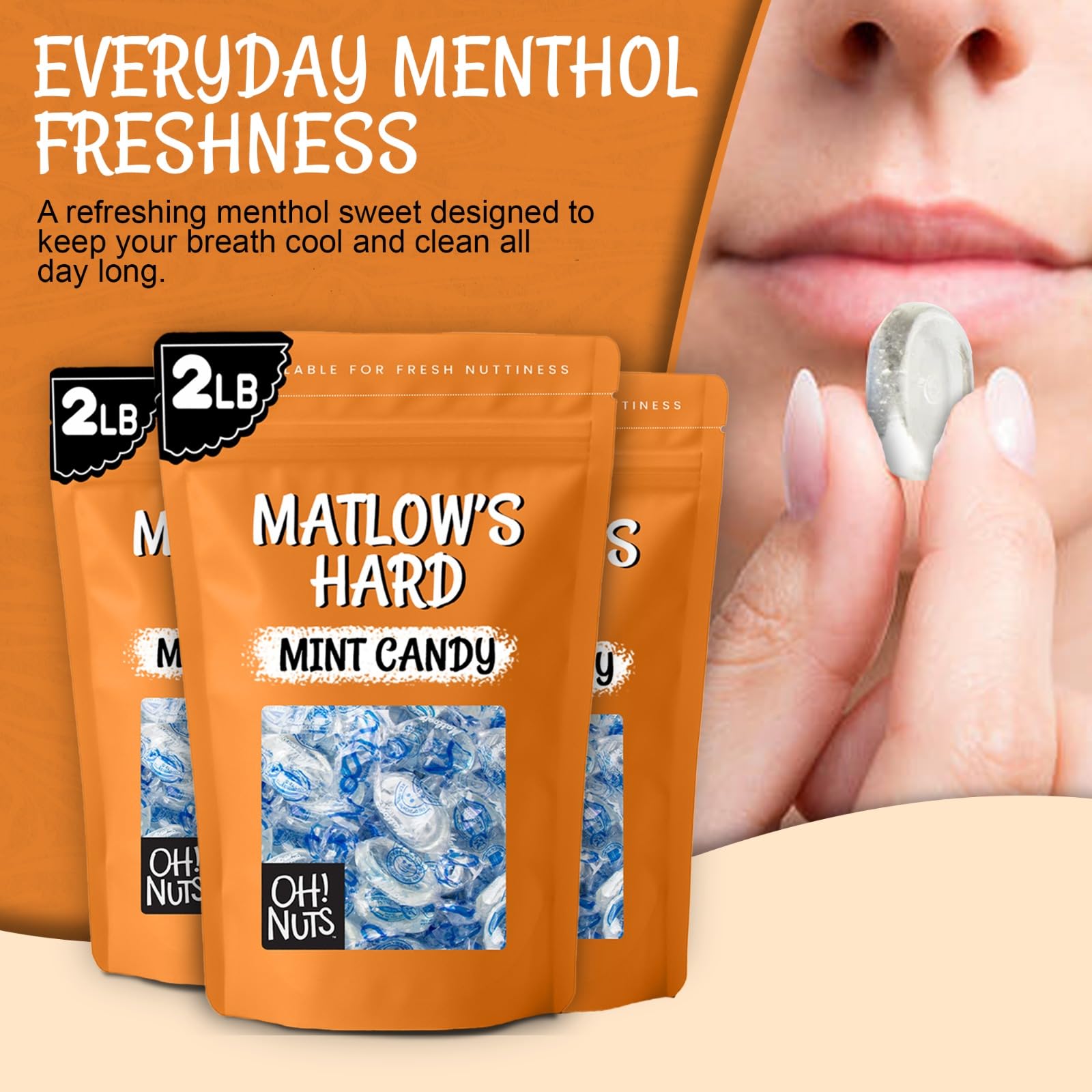 Oh! Nuts Matlow's kosher-certified mint candy under Manchester Bais Din supervision.