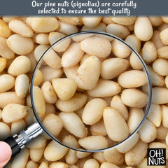 Oh! Nuts Pine Nuts with pesto ingredients on kitchen counter