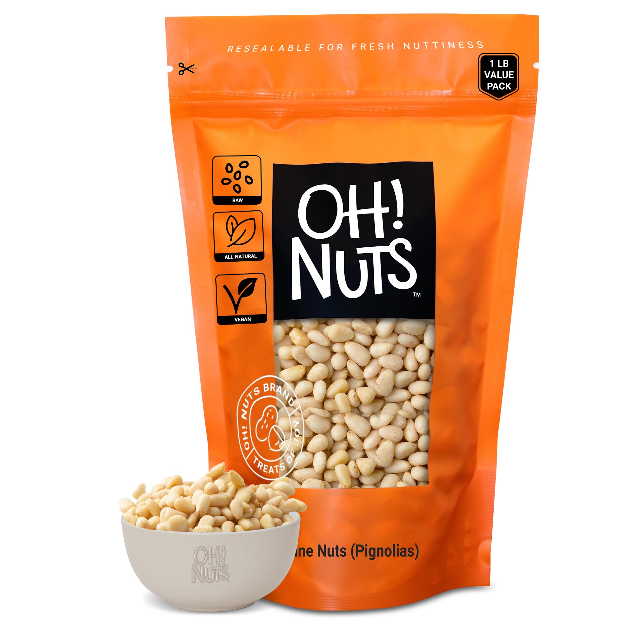 Oh! Nuts Pine Nuts raw 1 lb bulk bag for pesto and recipes
