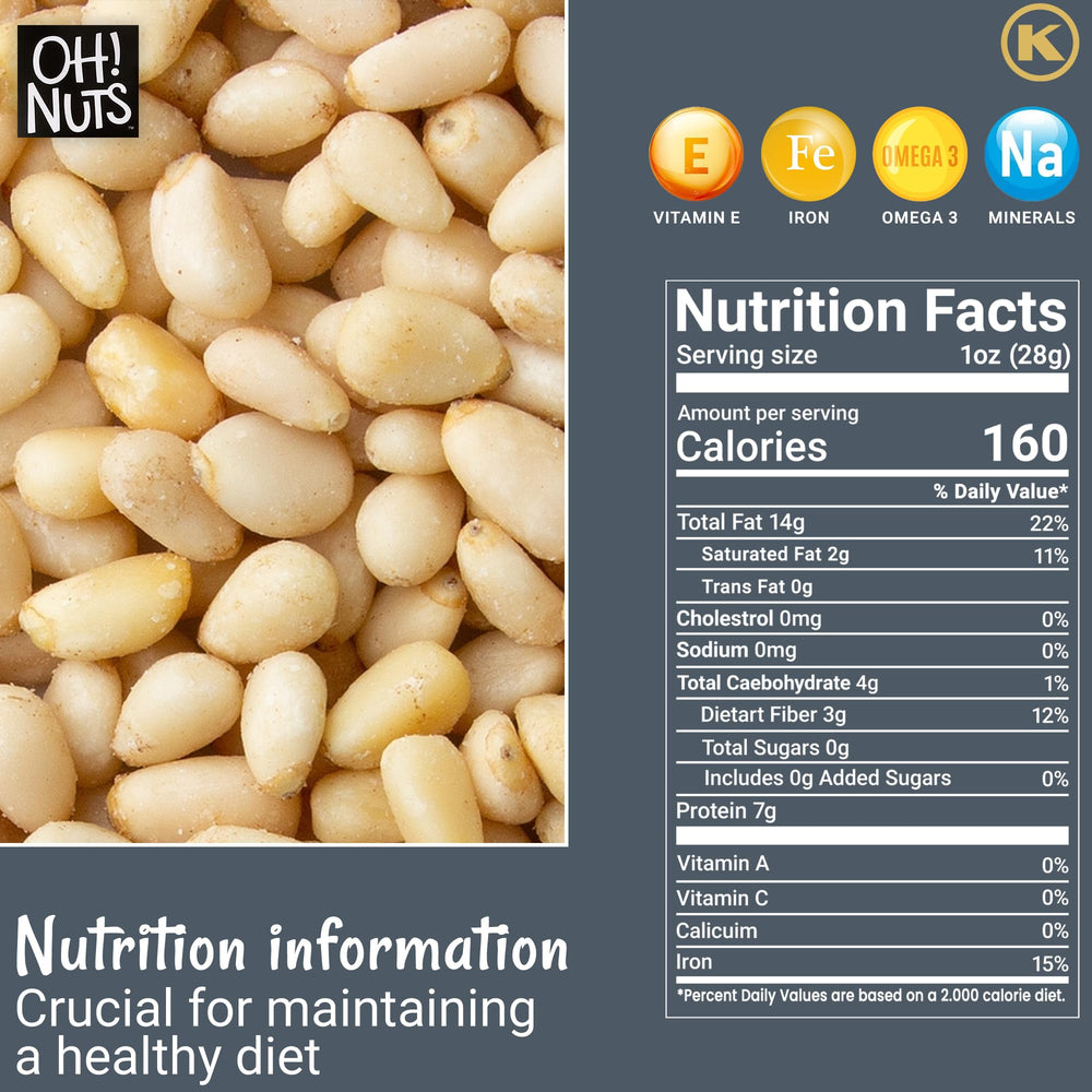Oh! Nuts Pine Nuts raw closeup showing creamy texture and pale color