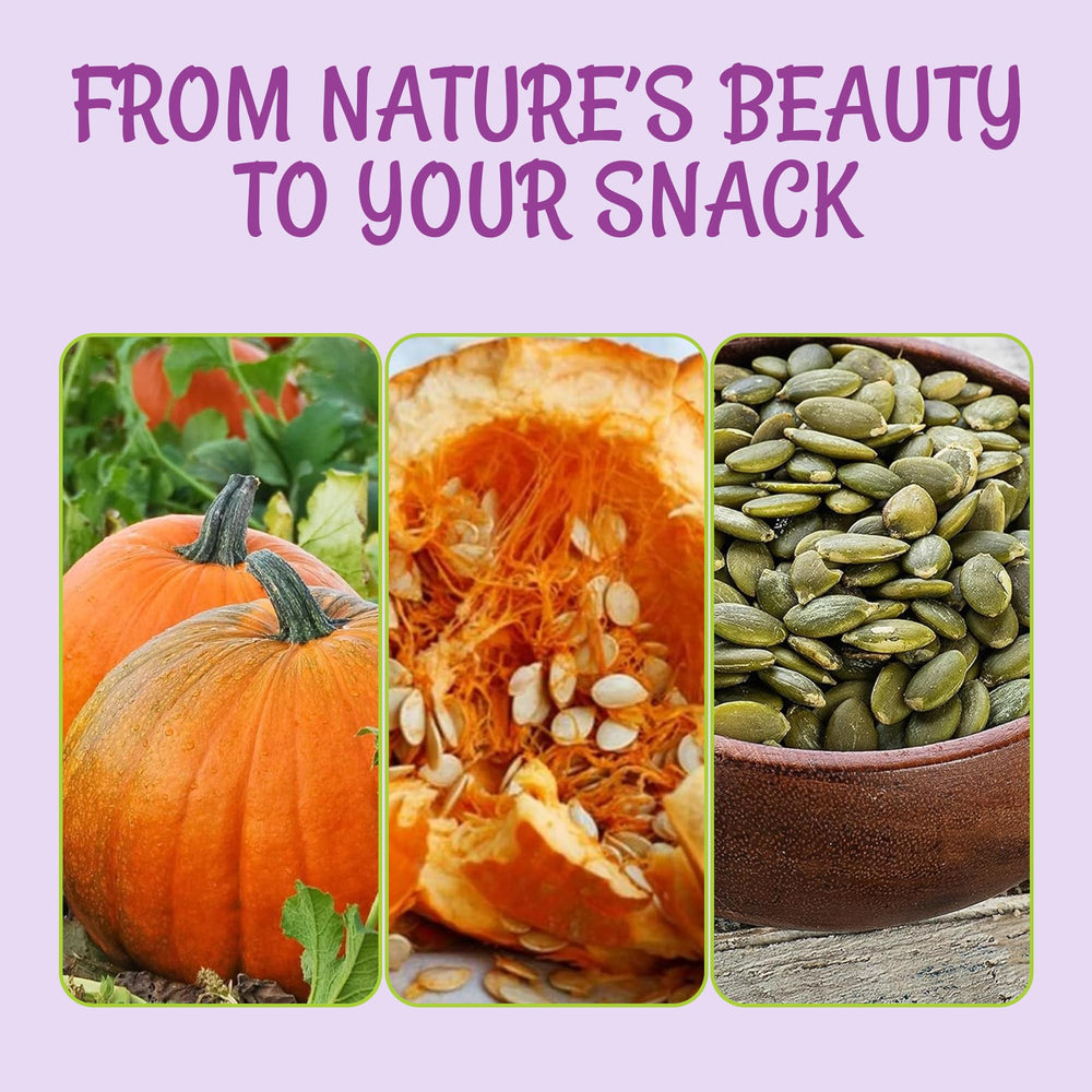 Zip-Seal bag preserves Oh! Nuts pumpkin seeds freshness after opening.