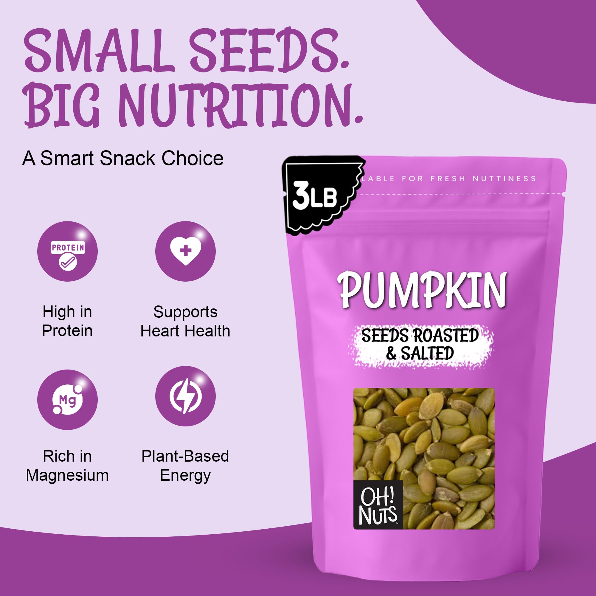 Oh! Nuts pepitas as a salad topping adding protein and texture.