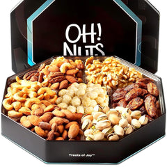 Oh! Nuts seven-section gift basket with premium roasted nuts for sharing.
