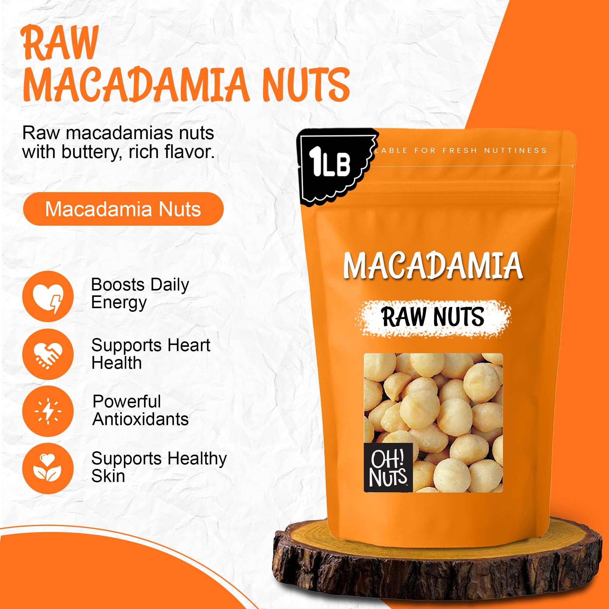 Oh! Nuts jumbo macadamia nuts on parchment sheet for cookies.
