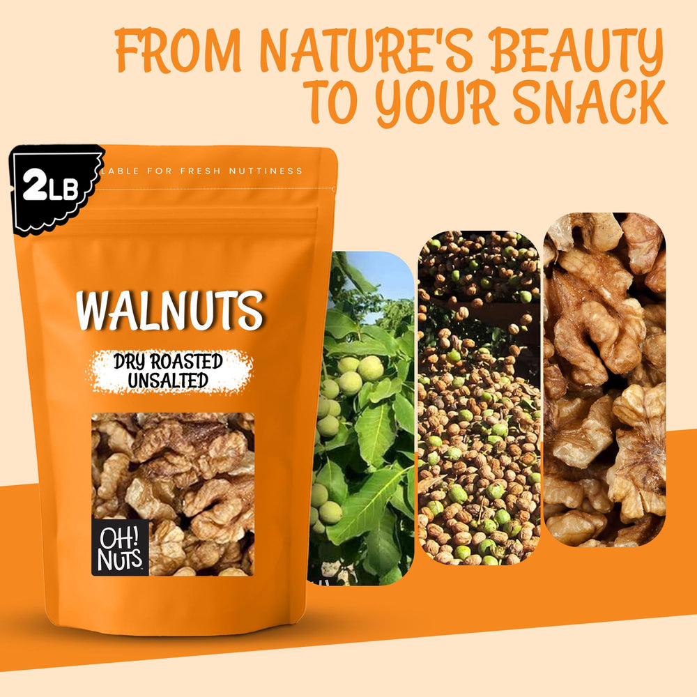 Ok Kosher Certified label on Oh! Nuts walnuts packaging.