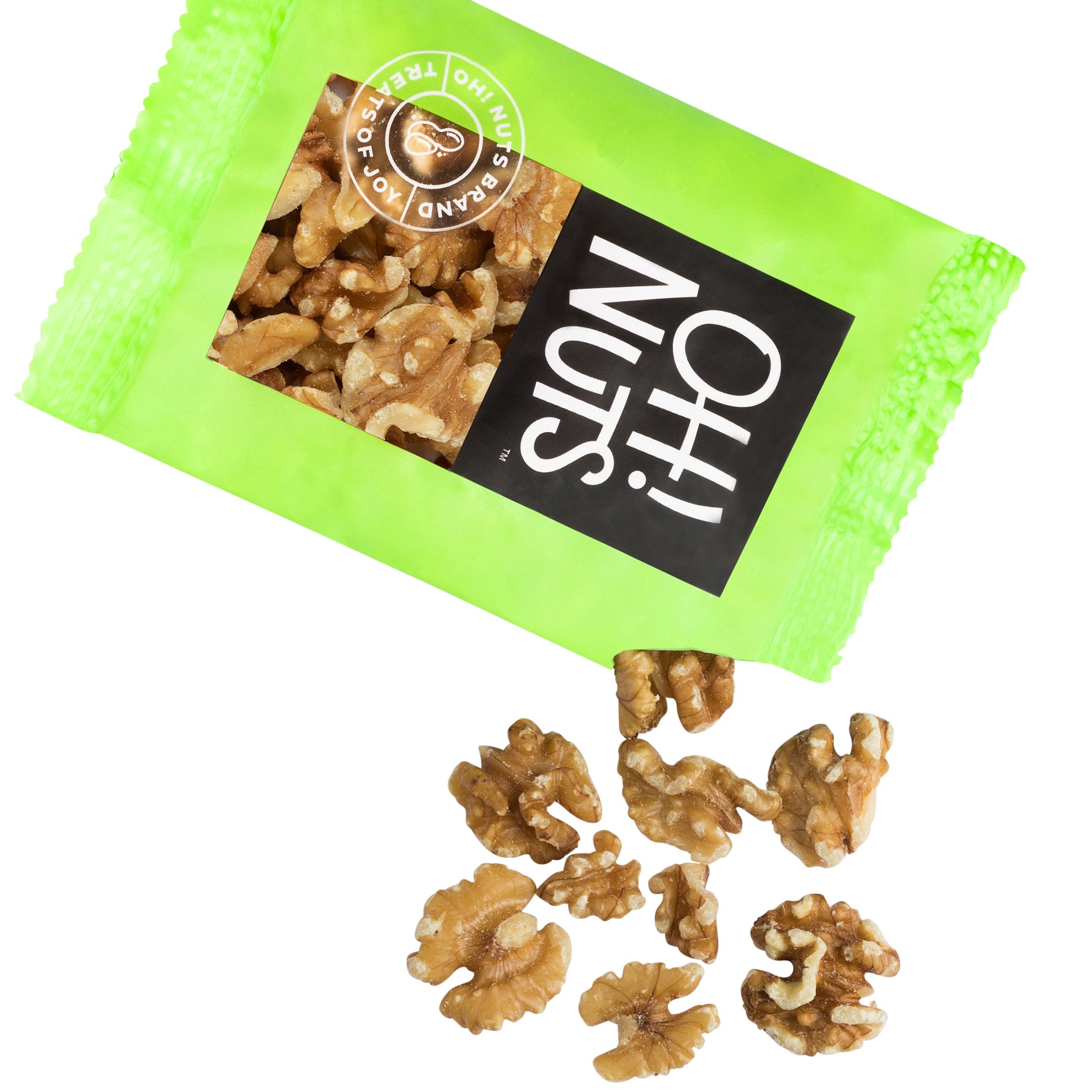 Oh! Nuts raw walnuts snacks ready-to-eat pouches for school and travel snacking.