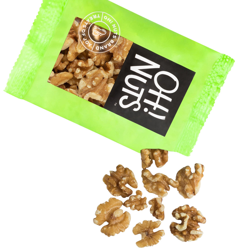 Oh! Nuts raw walnuts snacks ready-to-eat pouches for school and travel snacking.