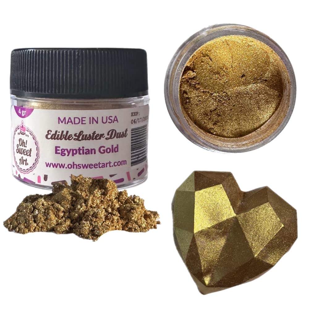 Oh! Sweet Art Egyptian Gold Luster Dust jar with radiant metallic sheen for fondant.