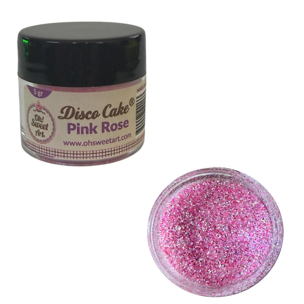 Oh! Sweet Art Pink Rose Disco Cake Dust on flowers adds a wet shimmer.