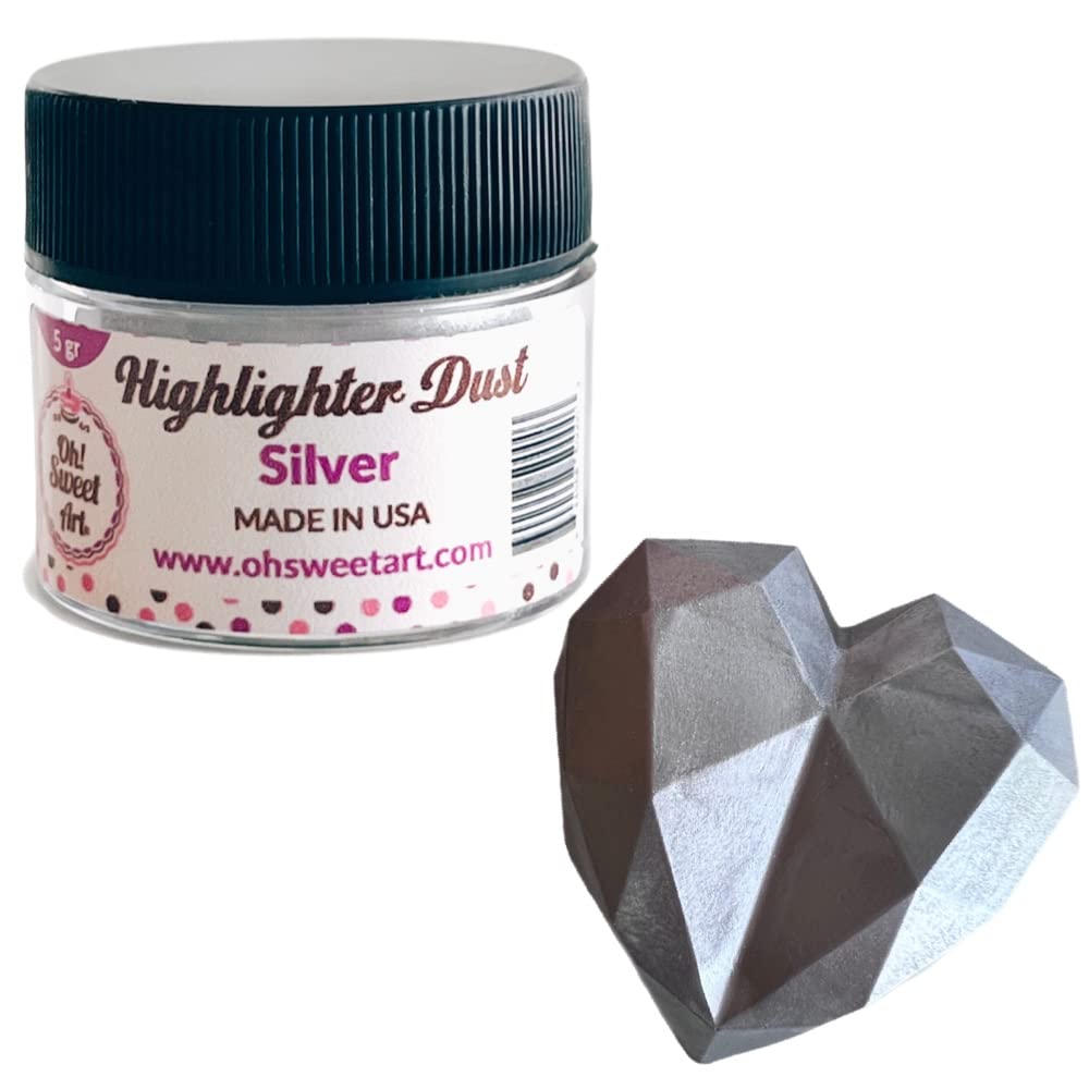 Oh! Sweet Art Silver Highlighter Dust 5g container for decorative metallic finishes on cakes and crafts