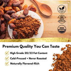 OHM Cacao raw powder stirred into coffee for a rich chocolate note.