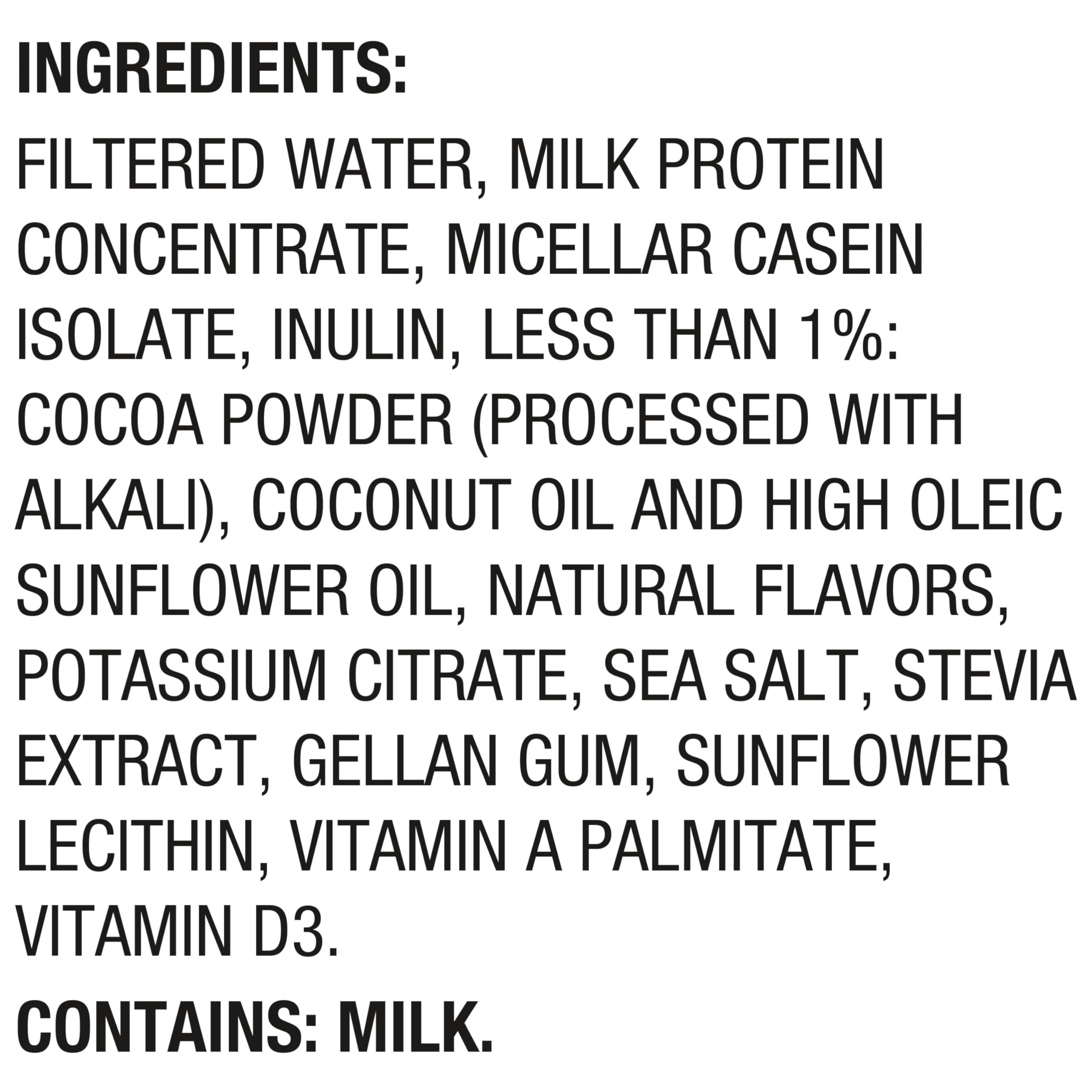 Chocolate flavor swirl of Oikos Protein Shake in a glass