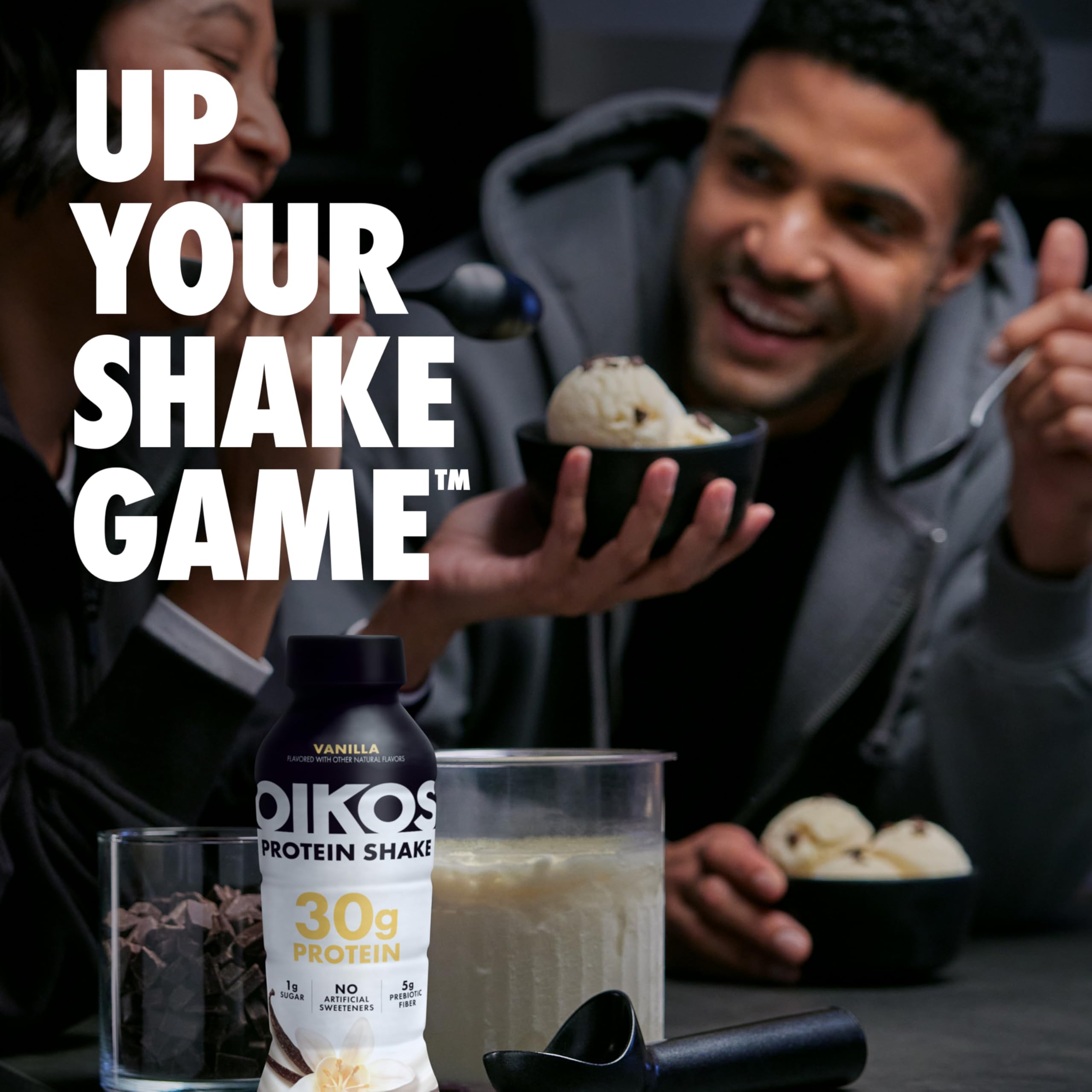 Oikos Salted Caramel Shake bottle top closeup with lid