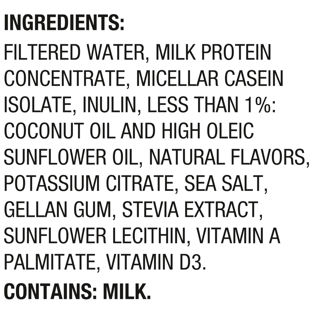 Oikos Vanilla Protein Shake bottle highlights 1g sugar per serving for lighter taste.