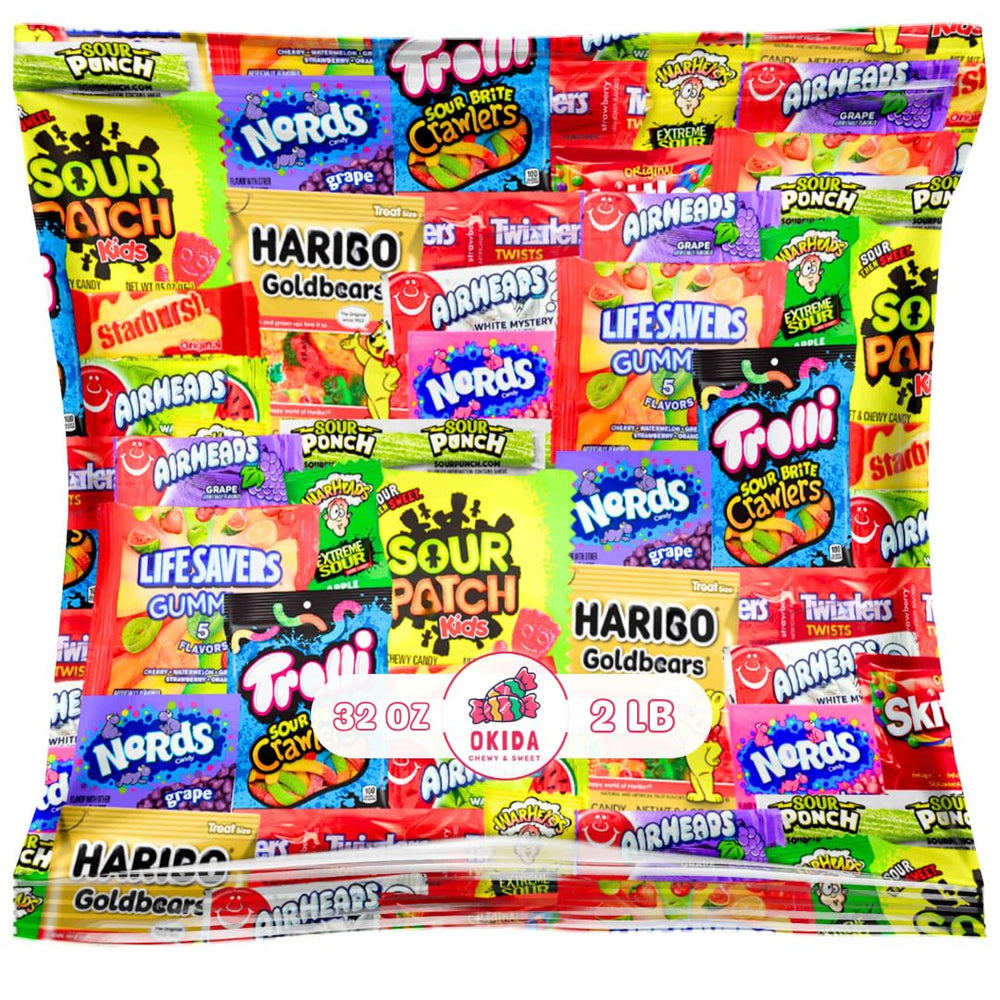 Okida Assorted Candy Variety Pack pack-shot with colorful, individually wrapped candies for celebrations