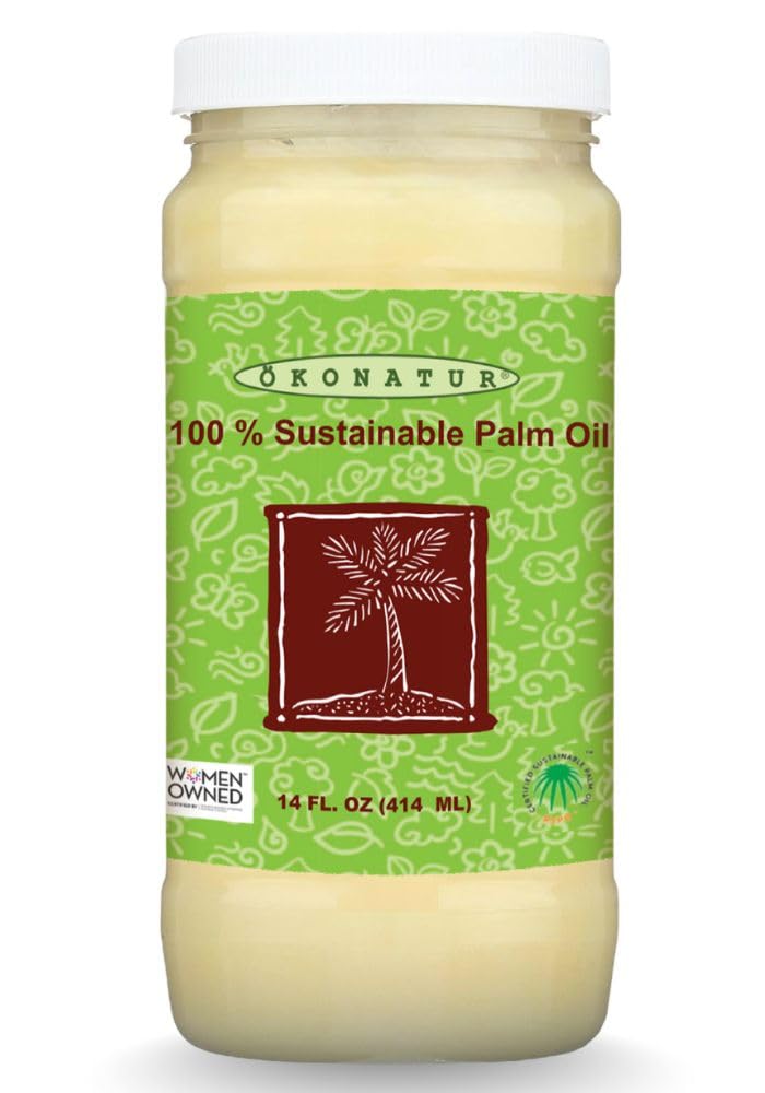 OKONATUR sustainable palm oil bottle with RSPO certification, ideal for cooking.