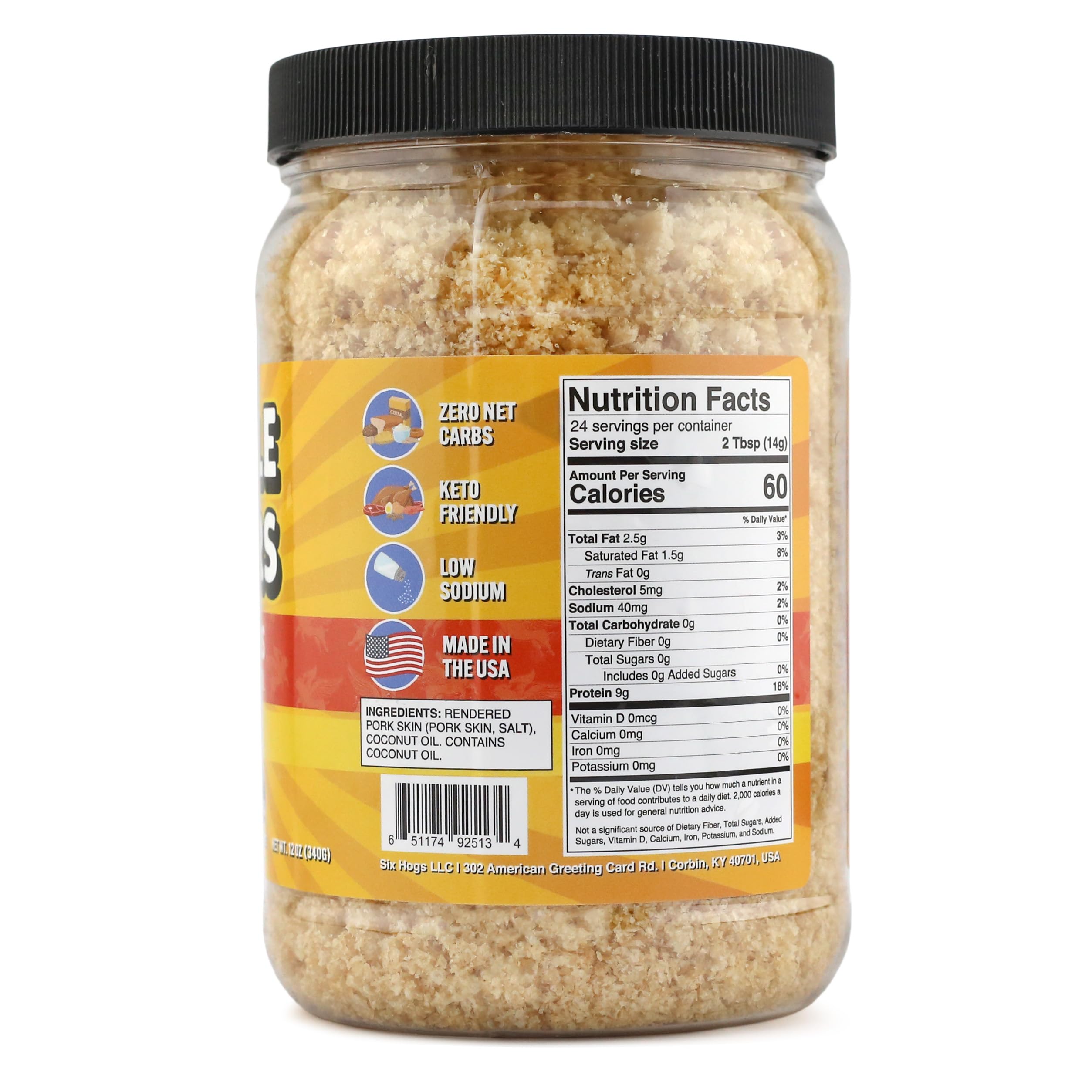 Closeup of the crumb label highlighting gluten-free ingredients and quality.