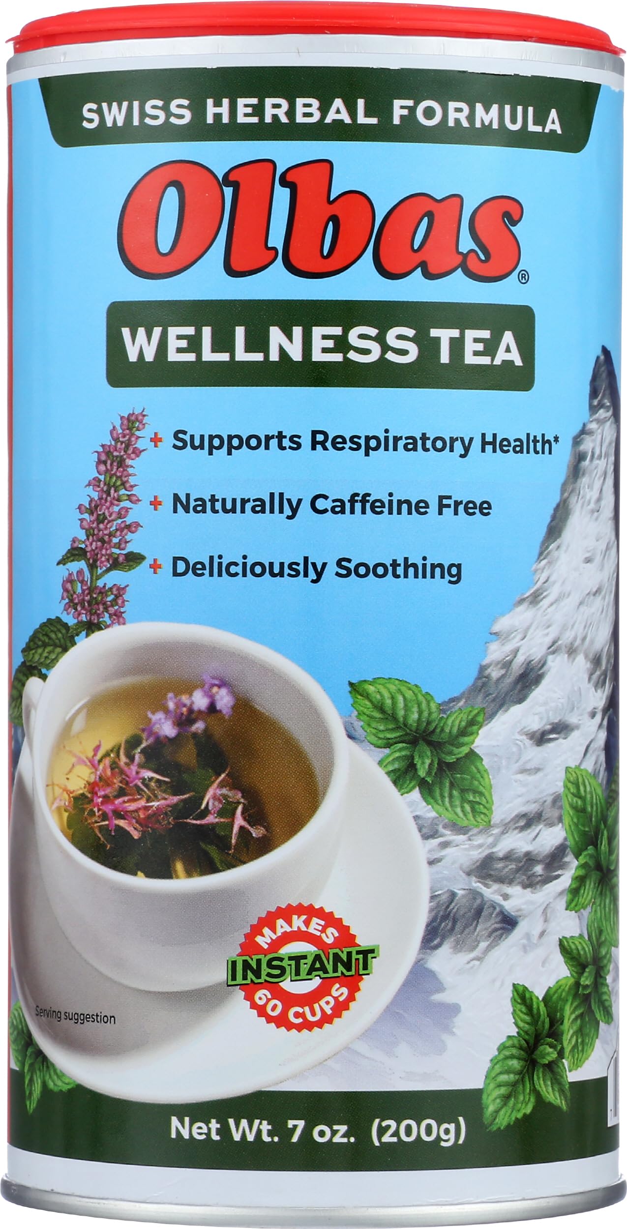 Olbas Herbal Tea Mix front label with natural herbs for a comforting cup.
