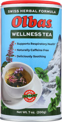 Olbas Herbal Tea Mix front label with natural herbs for a comforting cup.