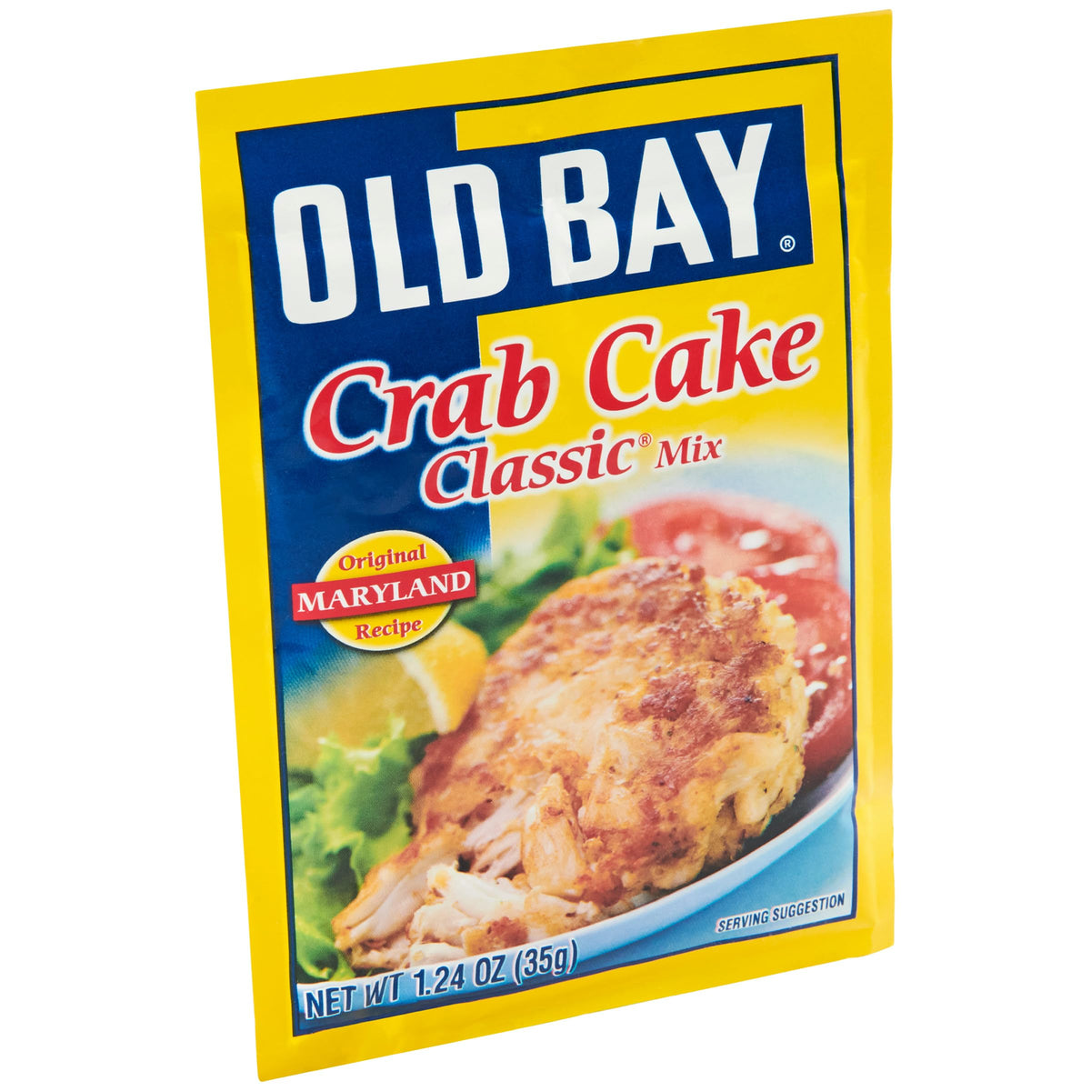 OLD BAY Crab Cake Classic Mix packaging showing the iconic seasoning blend for easy crab cakes.