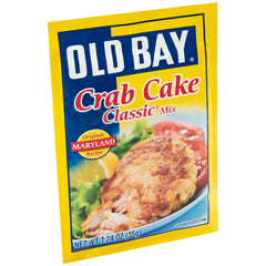 OLD BAY Crab Cake Classic Mix packaging showing the iconic seasoning blend for easy crab cakes.
