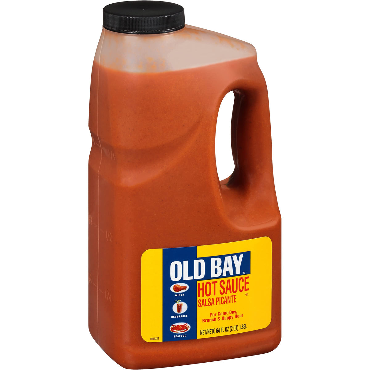 OLD BAY Hot Sauce bottle pour showcases bold flavor for seafood and wings.