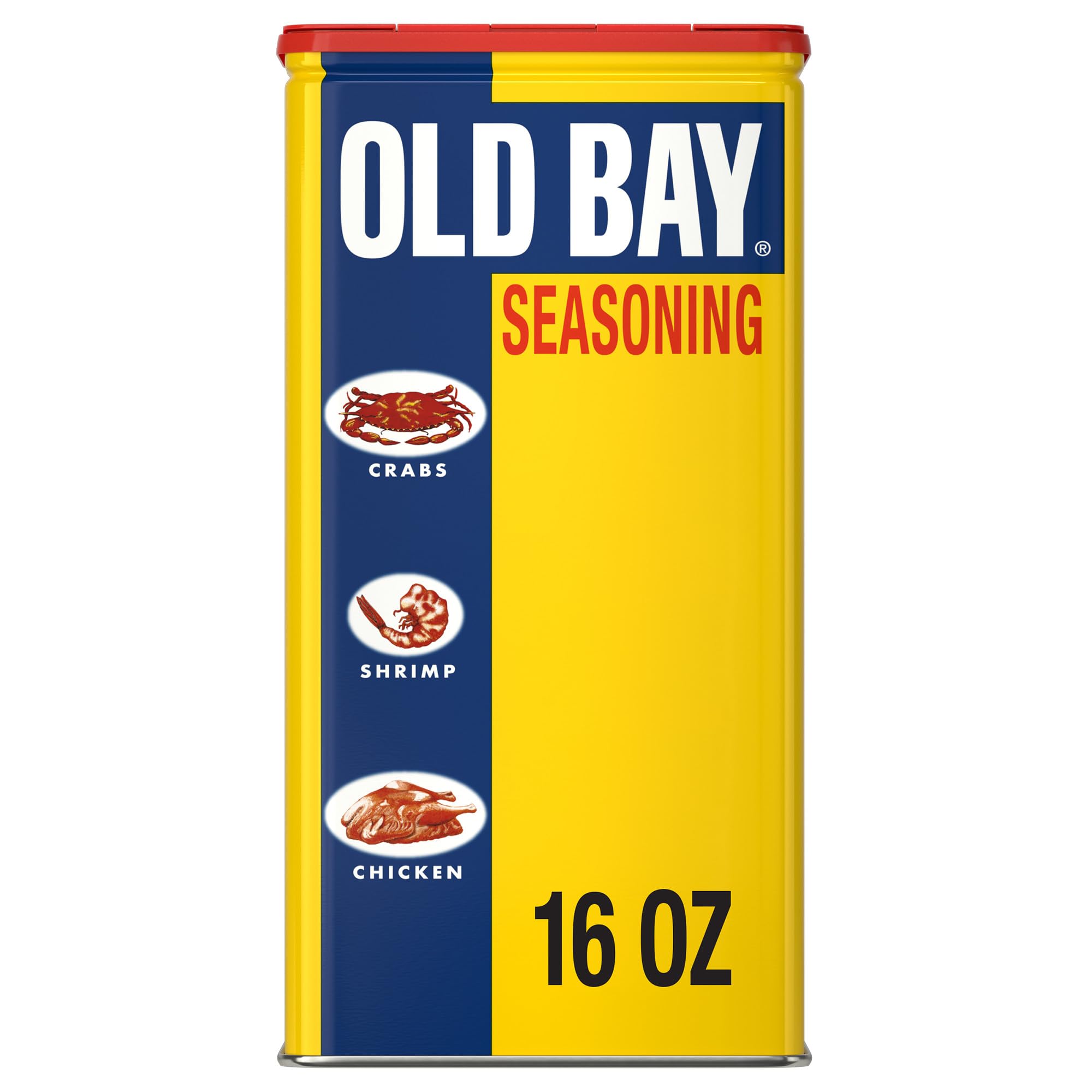 OLD BAY seasoning can close-up ready to boost seafood flavor