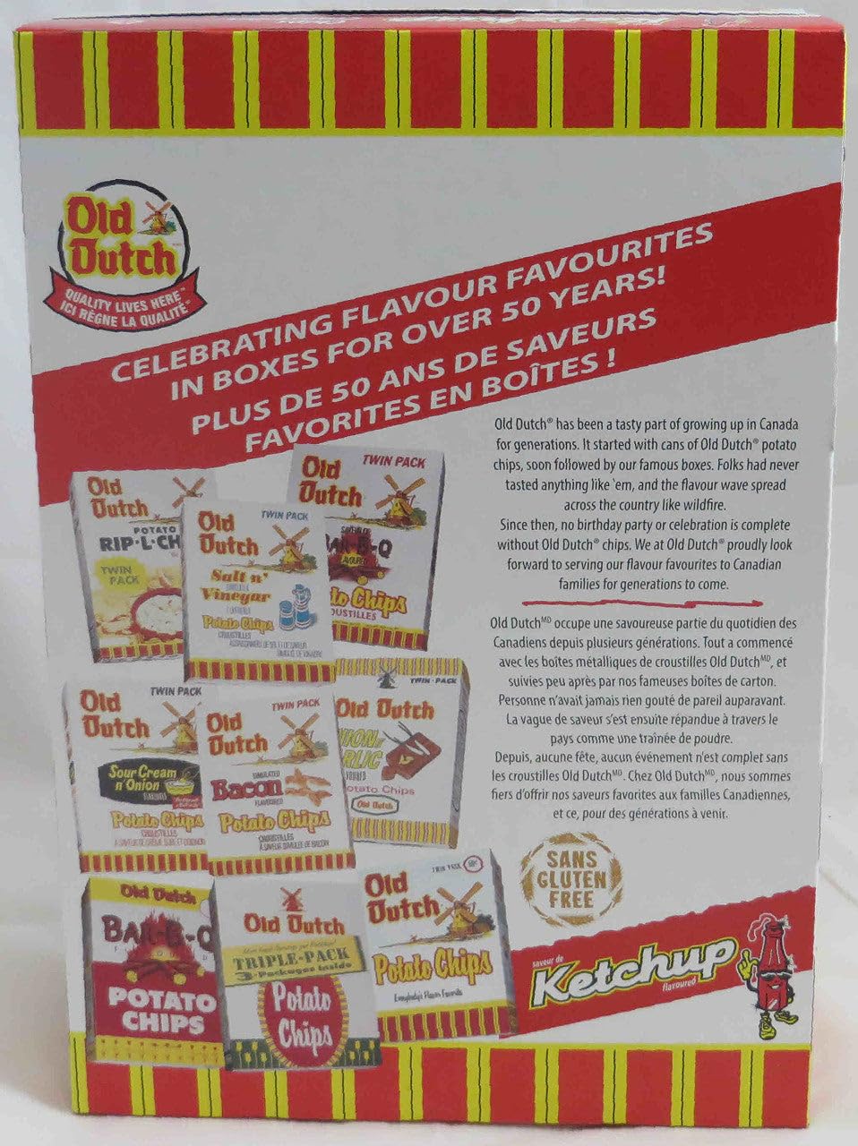 Side view of package on table, convenient snack for trips.