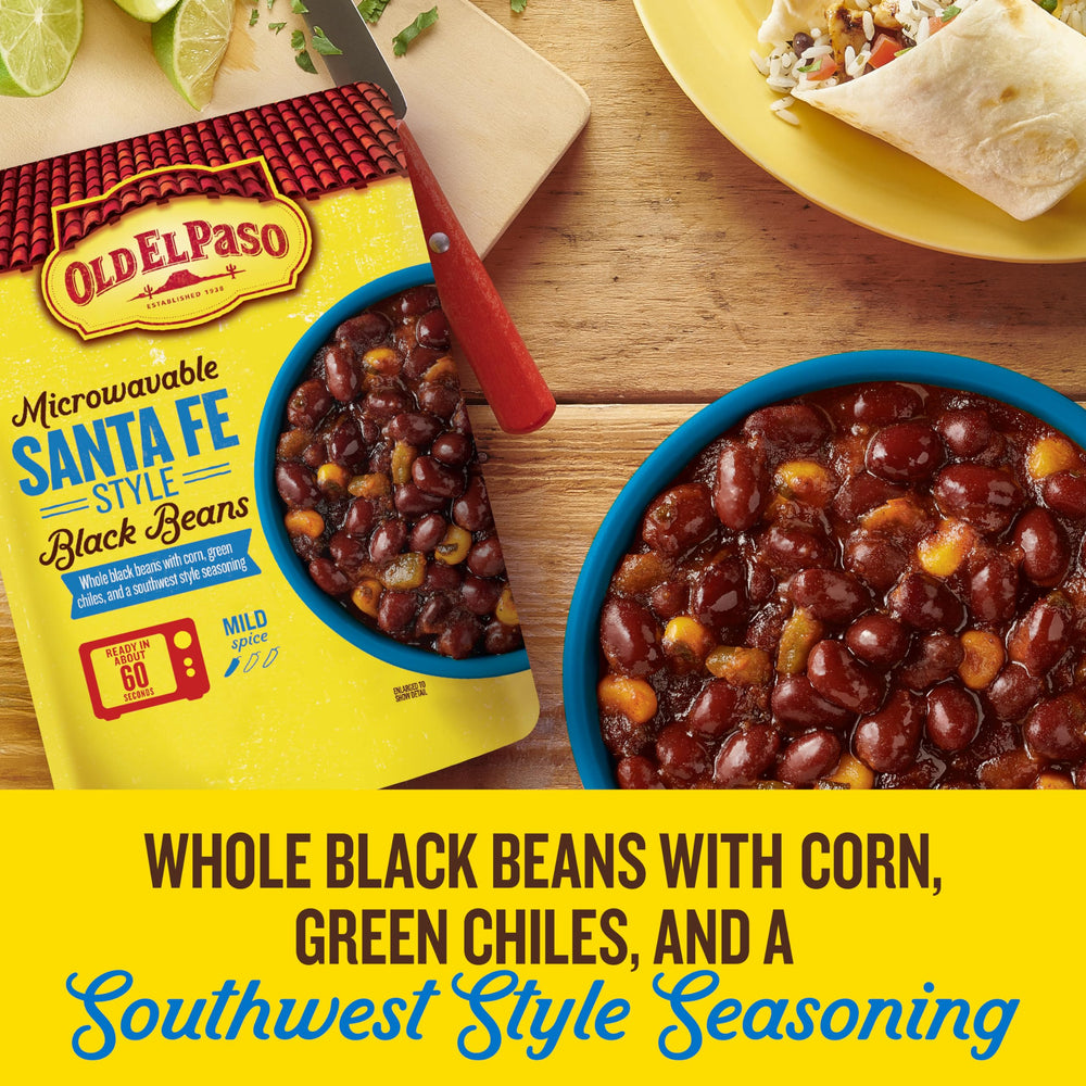 Old El Paso microwavable beans steam in seconds for fast, flavorful sides.