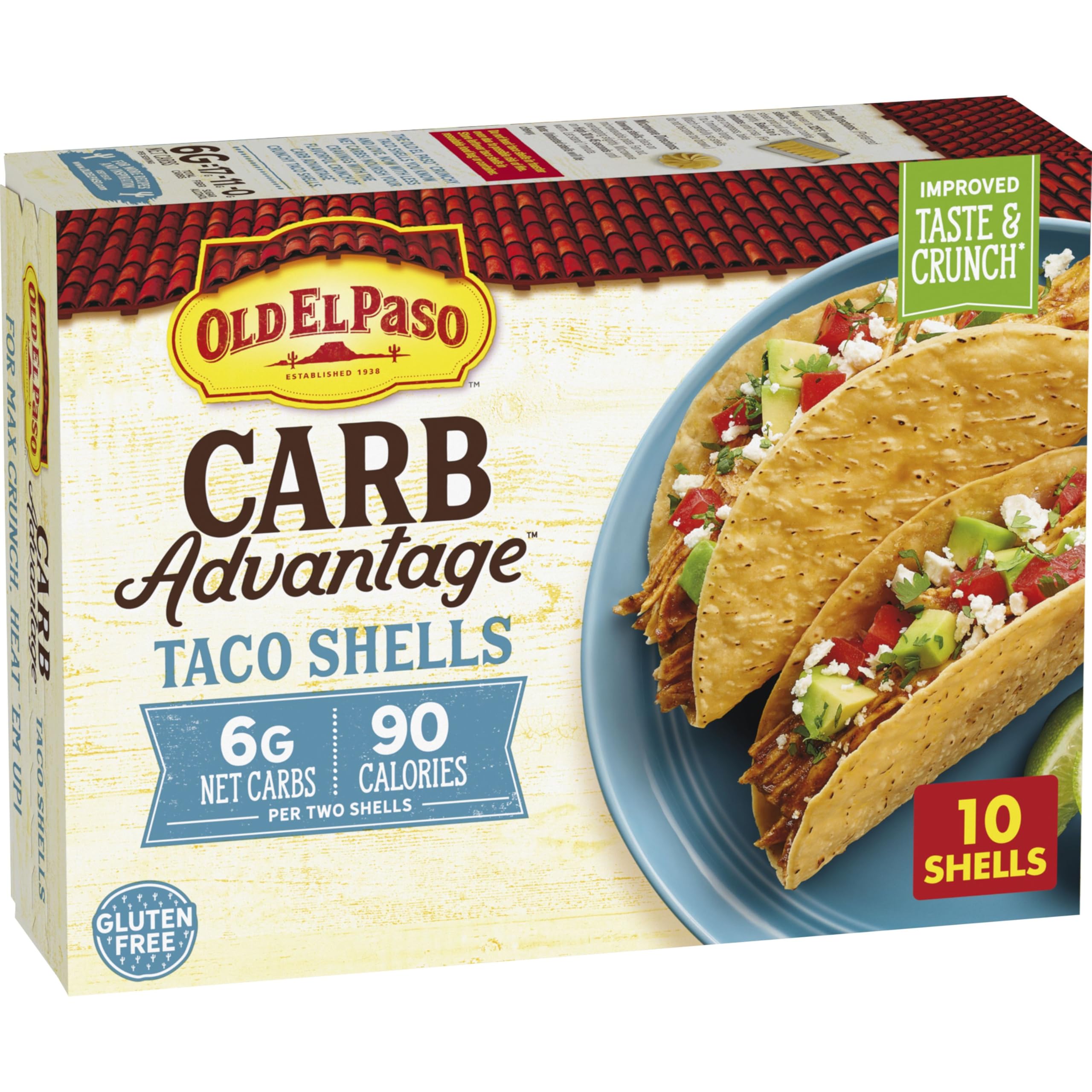 Old El Paso Carb Advantage crunchy shells in package for home use