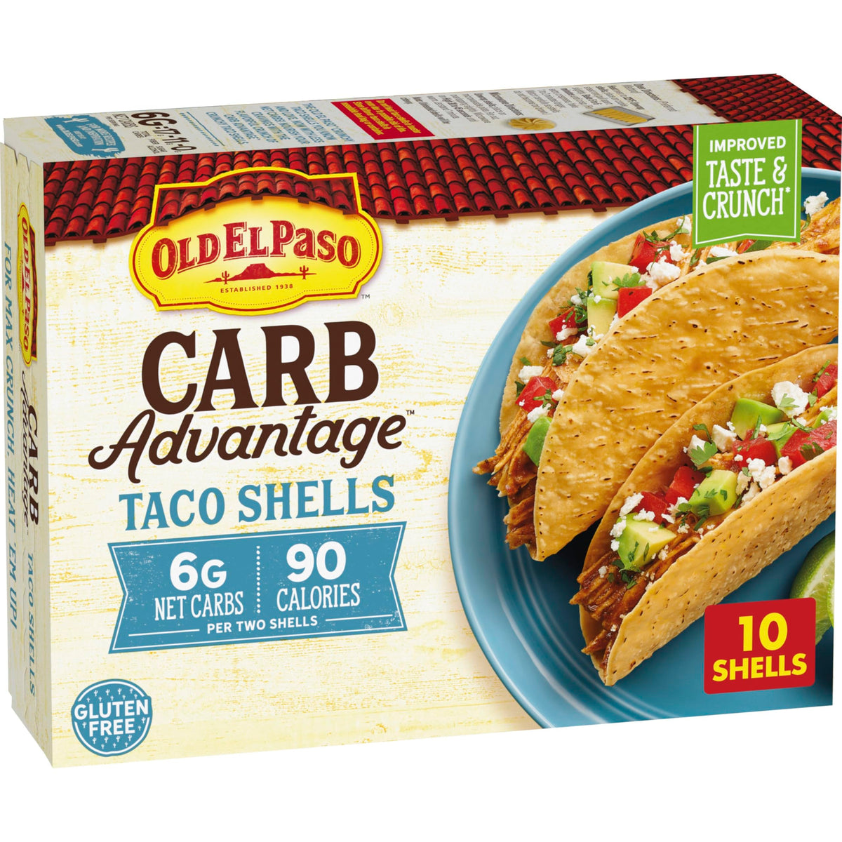 Old El Paso Carb Advantage crunchy shells in package for home use