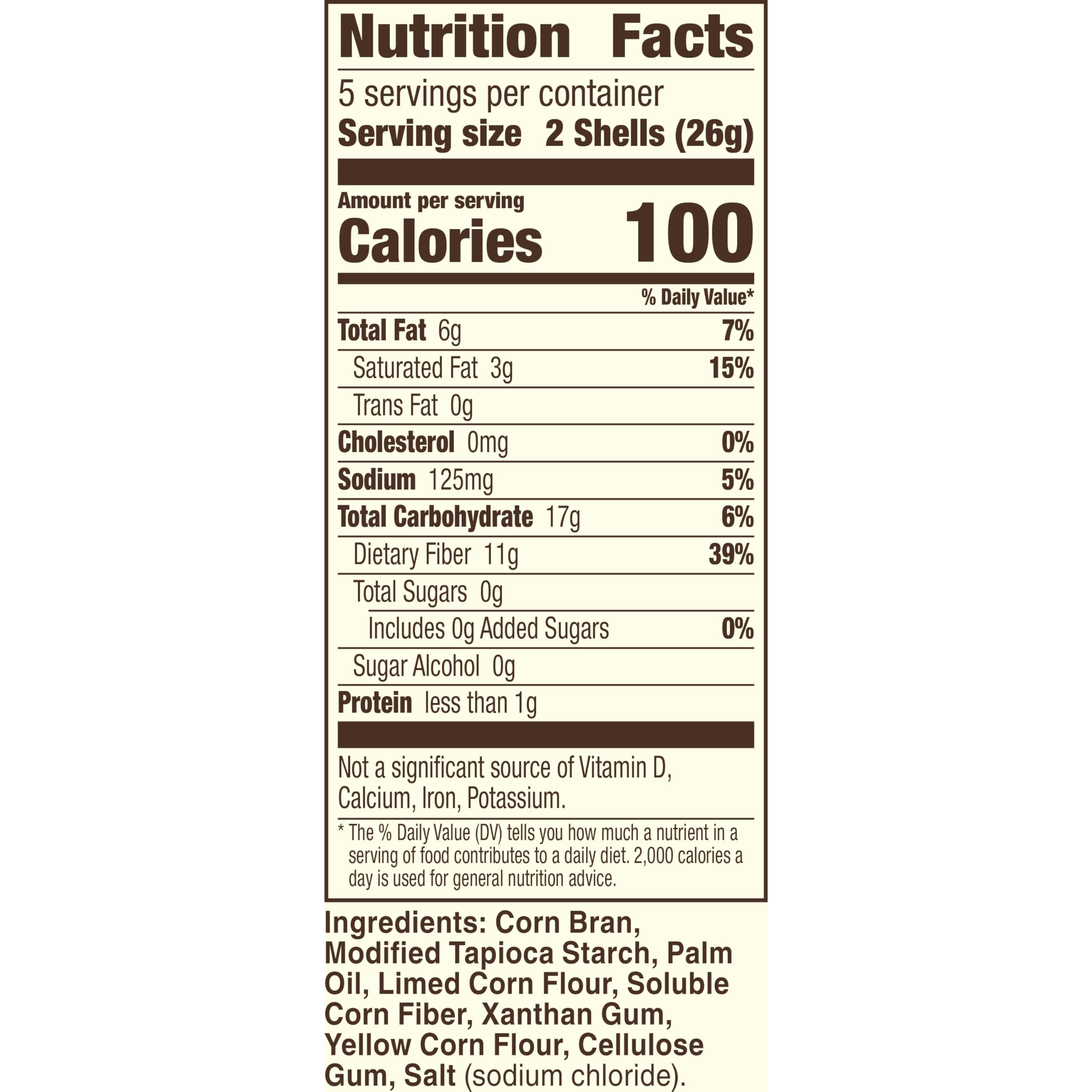 Old El Paso Carb Advantage two-shell serving showcases 6g net carbs and 90 calories