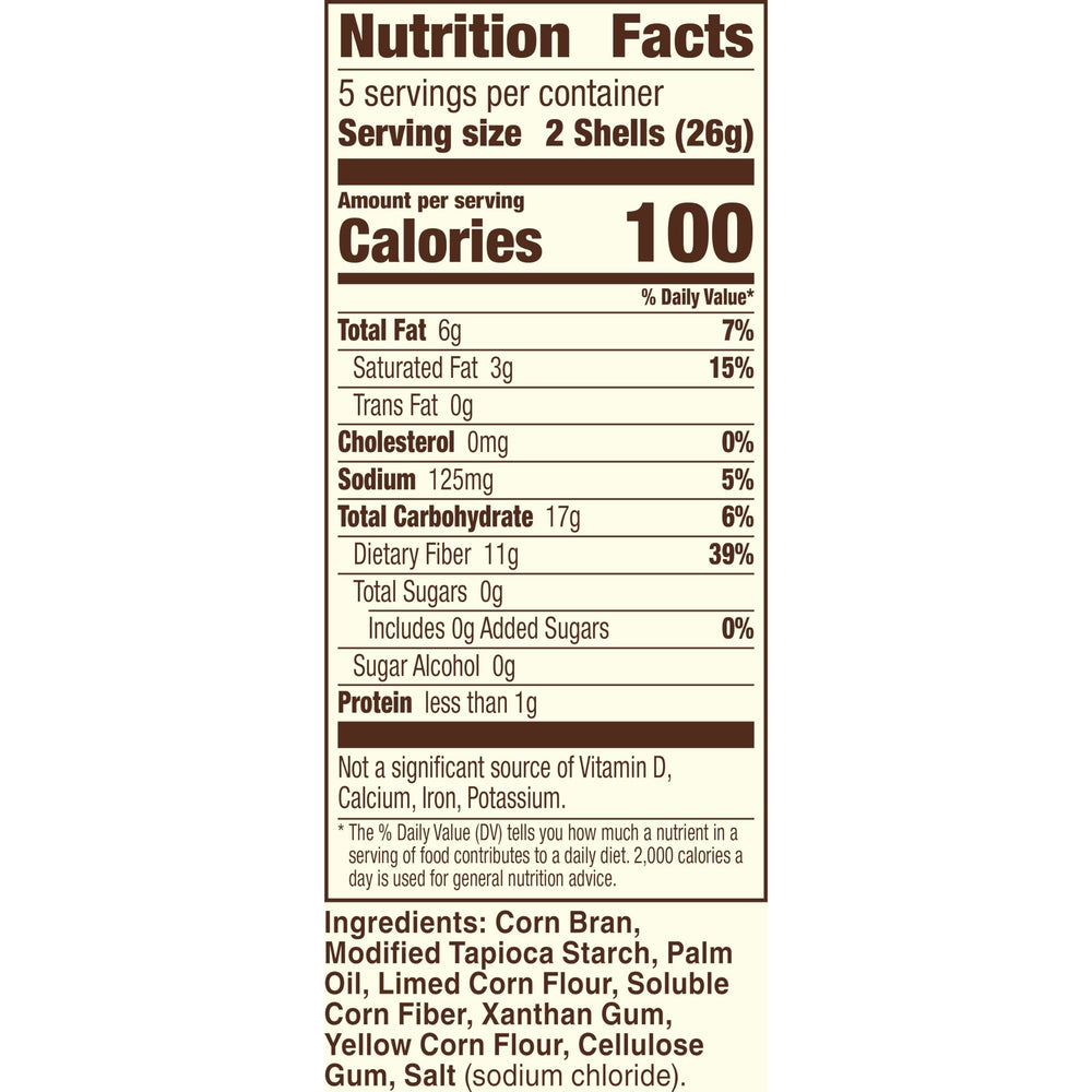 Old El Paso Carb Advantage two-shell serving showcases 6g net carbs and 90 calories