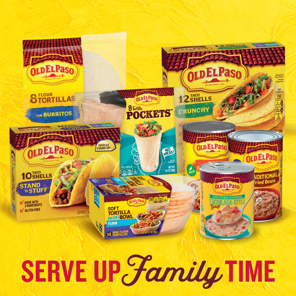 Corn tortilla chips beside a bowl of Old El Paso soup