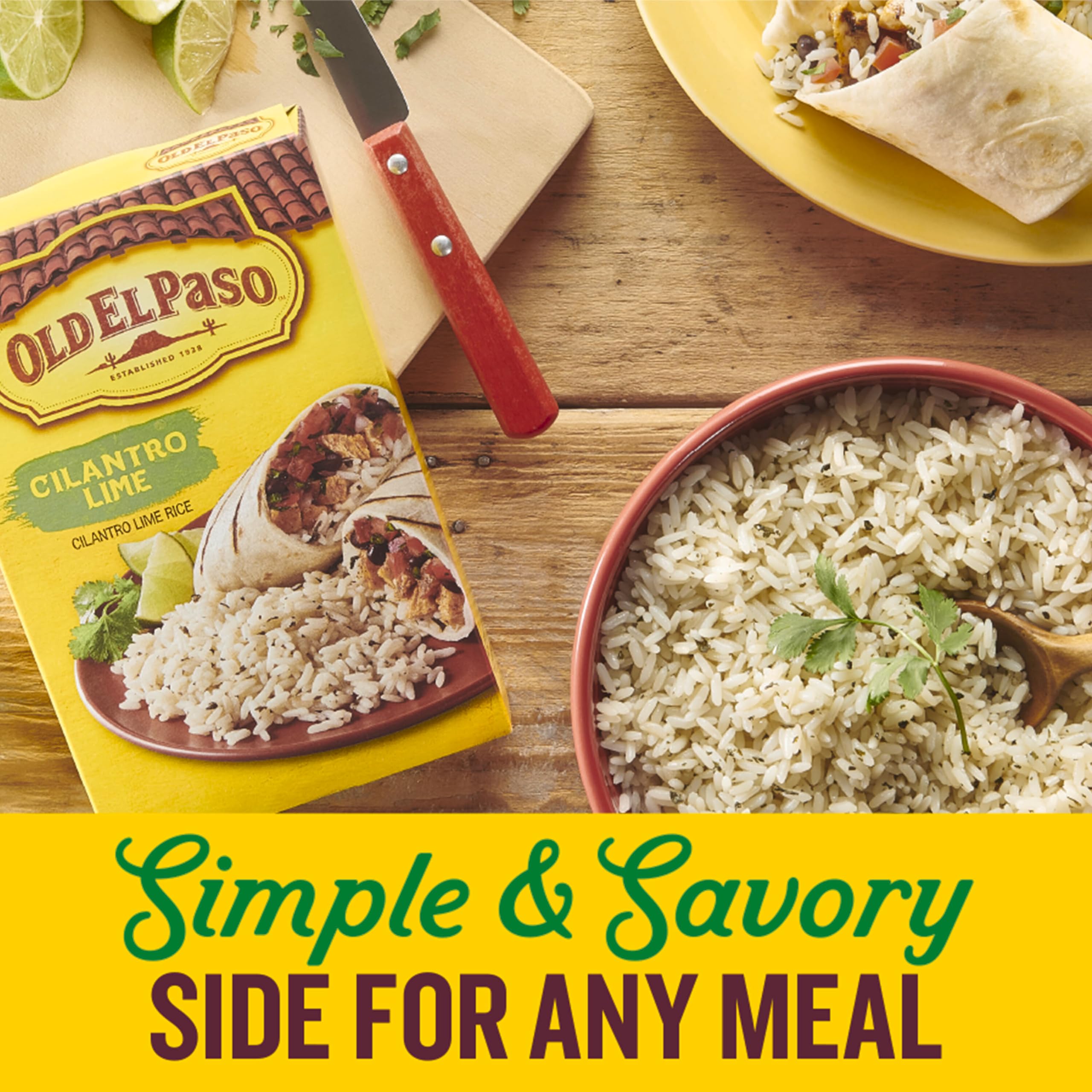 Pantry-stable Old El Paso Cilantro Lime Rice boxed product